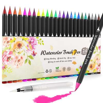 Wholesale 24 Colors Art Marker Watercolor Brush Pens for School Supplies Stationery Drawing Coloring Books Manga Calligraphy